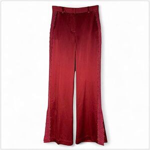 Frilly Saltt Rust Burgundy 100% Silk Lace Trim Tuxedo Pants Slacks NWT New 4